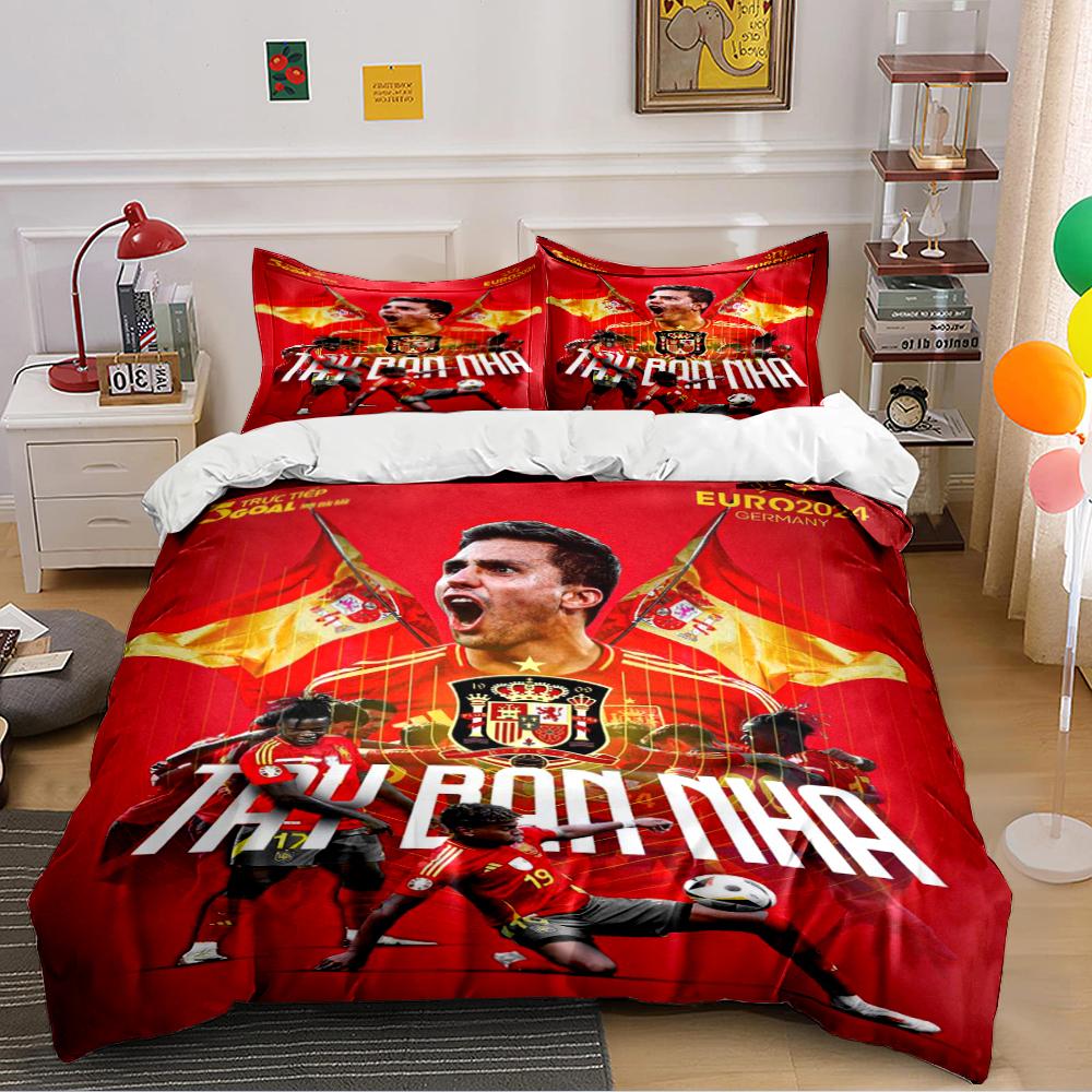 Set Biancheria da Letto a Tema Calcio 3 Pezzi Copripiumino Federe Arredo Casa (1 * Copripiumino 2 * Federe, senza piumino)