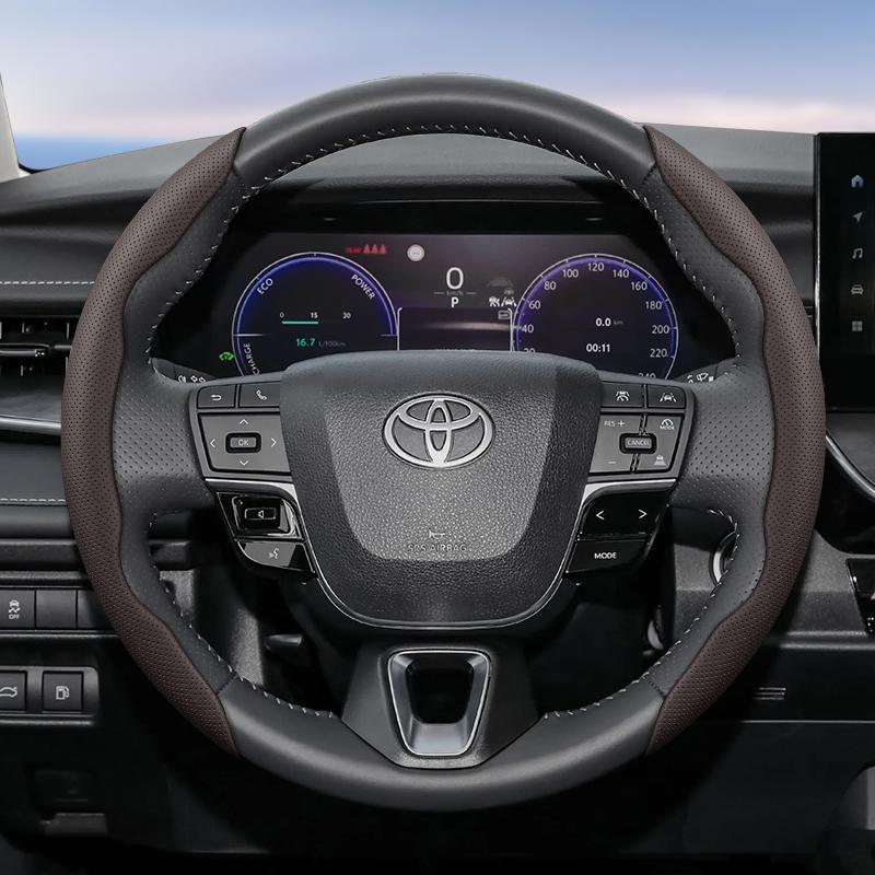Suitable for Toyota Breathable Hole Leather Steering Wheel Cover Segmented Quick Release Design Non-Slip Durable Chr Yaris Auris Rav4 Corolla Hilu
