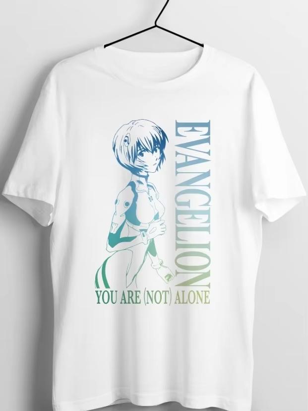 2026 Neuankunft Neon Genesis Evangelion Rei Ayanami Weiß Retro Sommer T-Shirt, Unisex Hochwertige Mode Baumwolle Lässig Eltern-Kind Oberteil