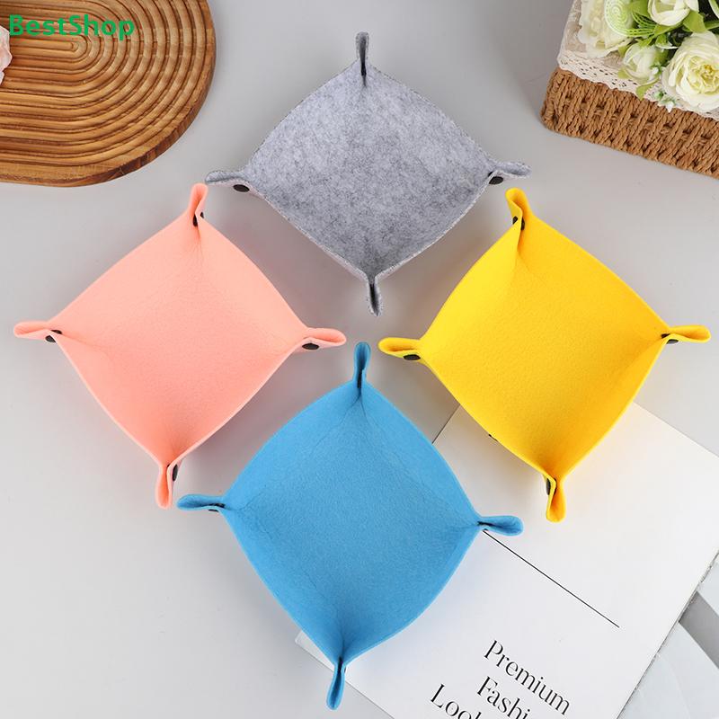 Collapsible Felt Storage Baskets - Colorful Square Organizer Bins for Desk/Closet Accessories