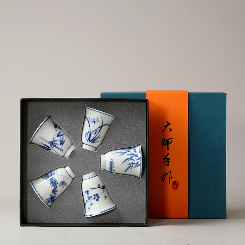 Japanese Style Kung Fu TeaCup Set Creative Household Tea Cup Master Cup Teaset Personal Water Cup Tea Ceremony Gift Box New
