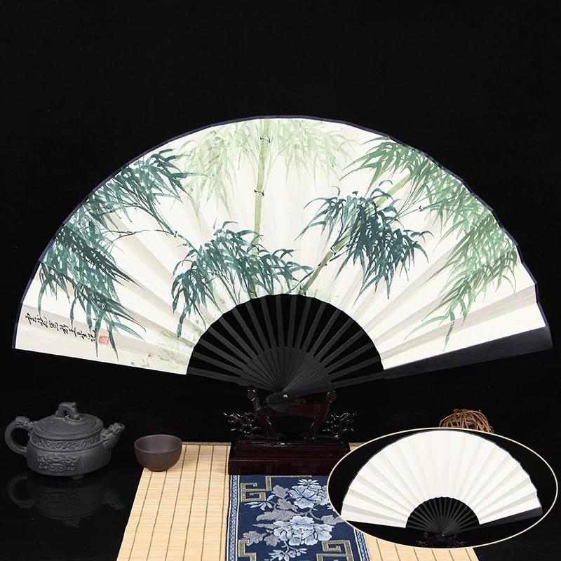 Chinese Fan 8inch Bamboo Hand-Painted Paper Fan for Men and Women, Calligraphy Printed High-End Gift Folding Fan, Portable