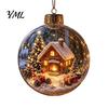 Christmas Hanging Decorations Ball Ornament with LED Lights, Snow Scene Acrylic Clear Theme Decor, Shatterproof Xmas Tree Sphere Holiday