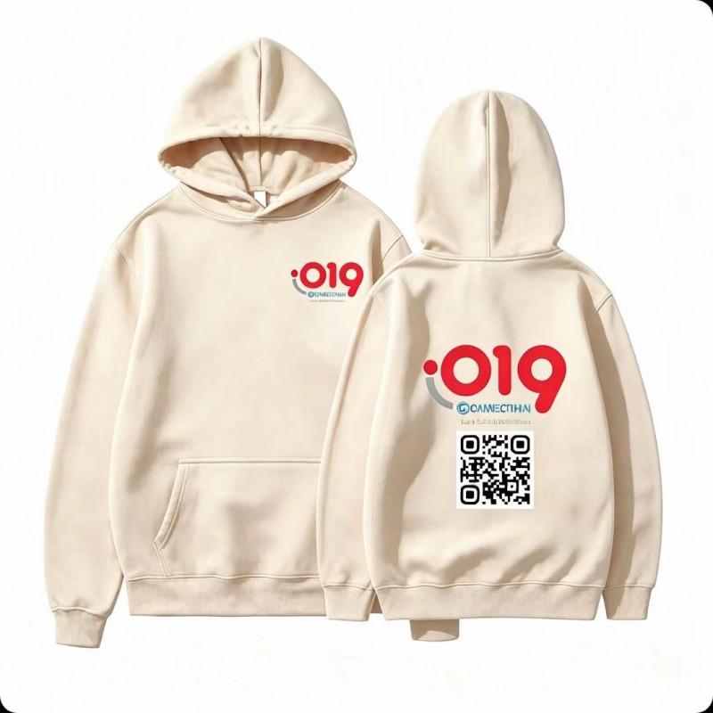 Unisex Hooded Sweatshirt With Numeric Print QR Code Back Design Thick Fleece Casual Pullover Streetwear