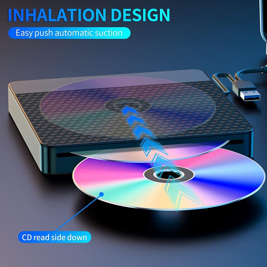 X001 External Optical Drive CD/DVD Burner Reader USB 3.0+Typle C Disc Player