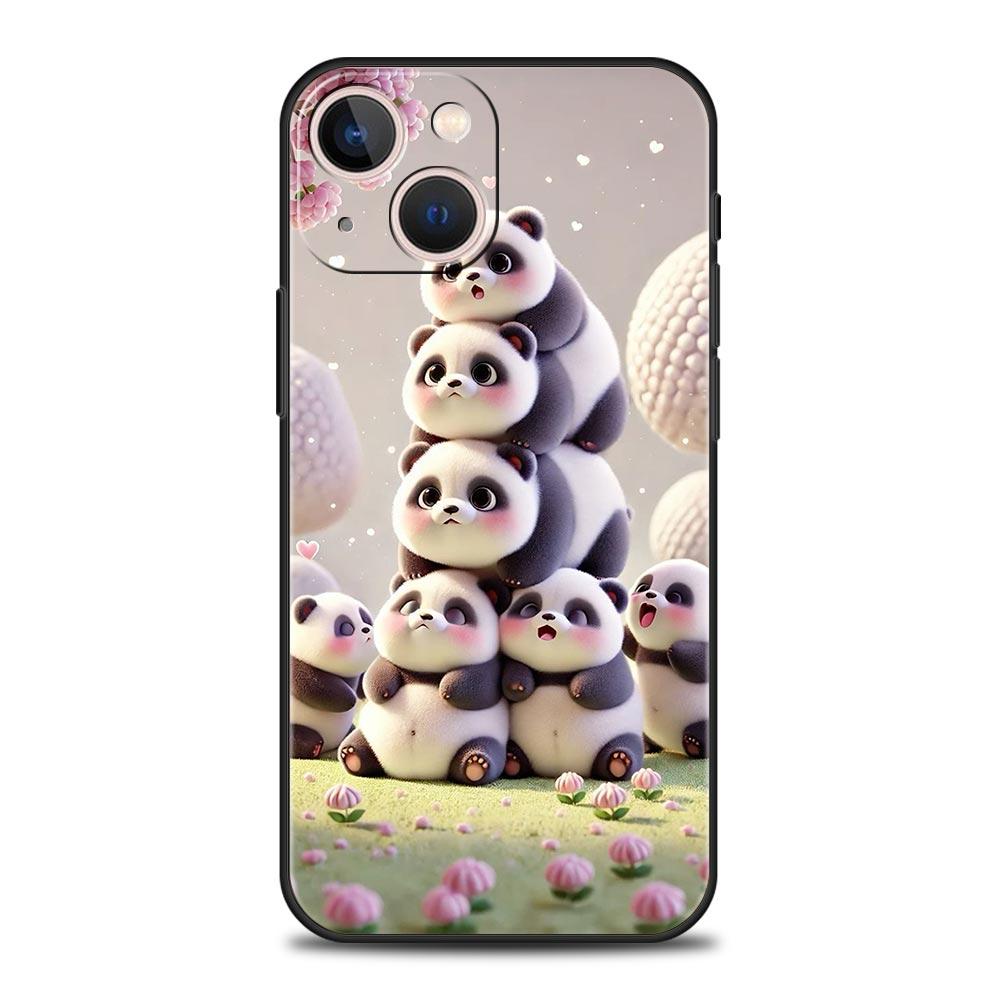 

Чехол для телефона с изображением детской панды для iPhone 17 16 15 14 13 12 Pro Max 11 Pro Max 17 AIR Plus Ударопрочный Мягкий ТПУ Корпус Fundas Capas iPhone 15Pro Max
