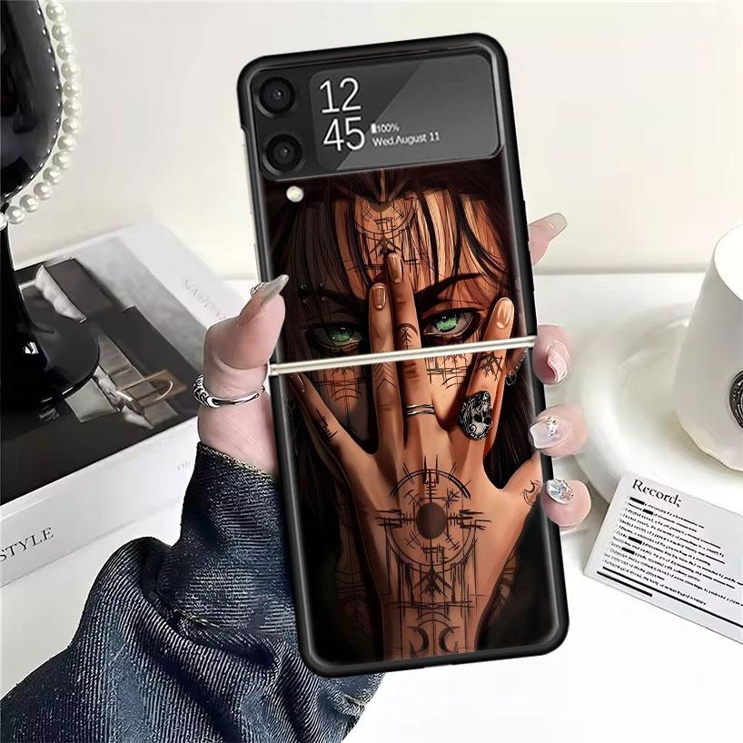 A-Attack On T-Titan Eren Yeager Cases For Samsung Galaxy Z Flip 4 5 6 7 3 Z Flip7 Flip6 Flip4 Flip5 Flip3 5G Hard Shockproof Fun
