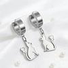 Cute Cat Kitten Heart Drop Earrings for Women Girls Stainless Steel Gold Color Hoop Earring Fashion Jewelry Gifts for Pet Lover