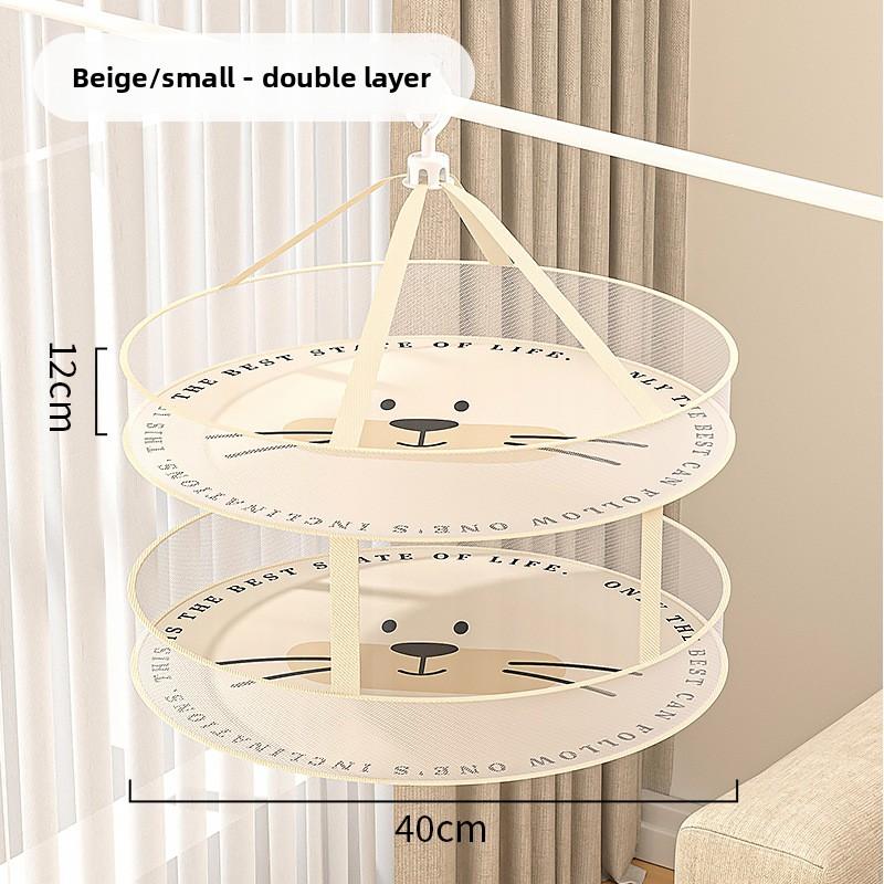 Точечная корзина для сушки одежды Двухслойная складная корзина для сушки Бытовой артефакт для носков Плоская сетка-мешок для сушки одежды