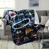 Multipurpose for Travel, Camping, Sofa - Coastal Style, Animal Theme PrintedShark Faces Flannel Throw Blanket