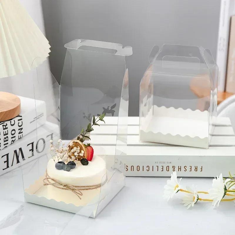 10 Stück Transparente Geburtstagskuchenbox Mini Handheld Gebäck Backen Tragbare Verpackung 5 Zoll 6 Zoll Sichtbare Erhöhte Dessertboxen