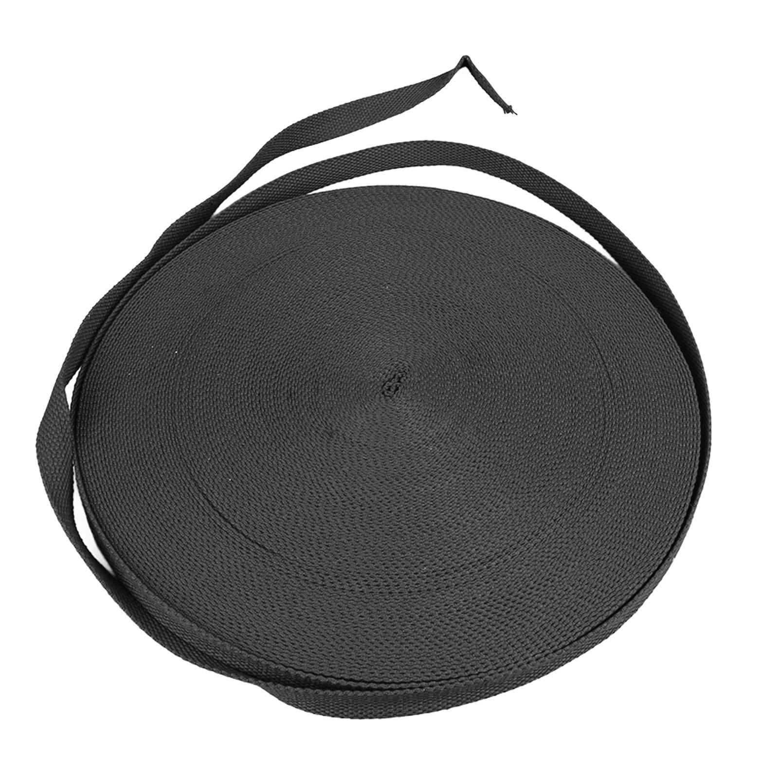 

50 Yards Cotton Webbing 0.8inch Thicken Mediumweight Polyester Cotton Webbing Strap for Cloth Tote Bags Leash Straps чорний