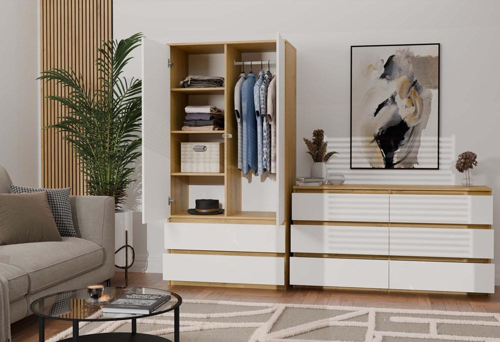 Malwa M6 Chest Of Drawers 120 Oak Artisan White