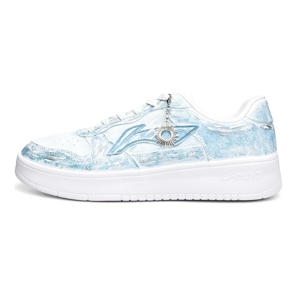Li Ning Floating Boat Abrasion Resistant Lightweight Breathable Low top Skateboard Shoes Unisex White Blue AGCS419-1(Team920-)