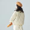 New Design Girls Winter Korean Style Floral Cotton-Padded Corduroy Three-Color Floral Cotton Jacket