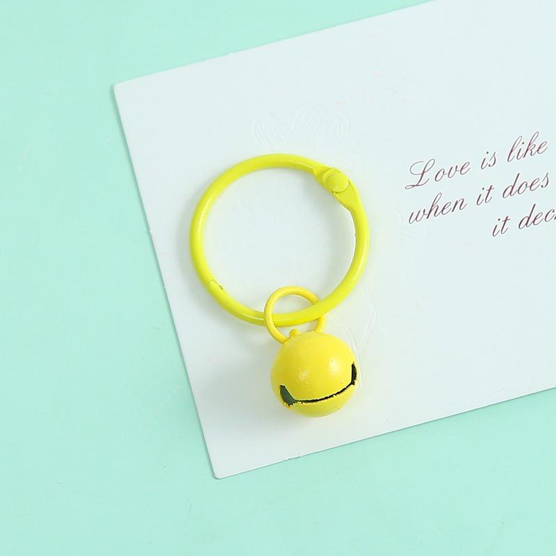 Colorful 14mm Alloy Card Ring Bell Keychain Pendant for DIY Accessories