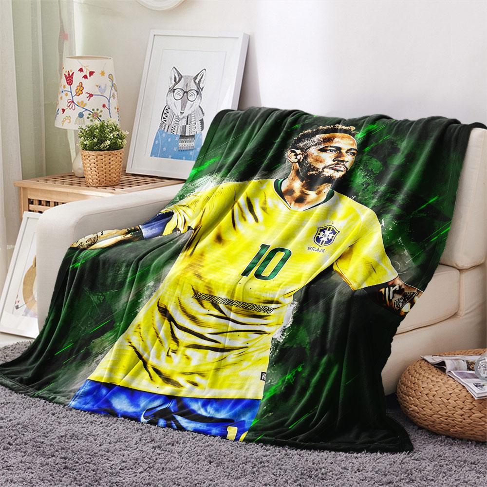 1PC Neymar Patterned Flannel Blanket Suitable For All Seasons for Home Decor Warmth and Comfort Gifts Holiday Present