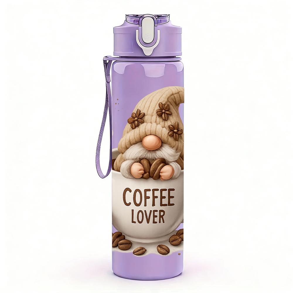 1PC Coffee Gnome Mug Graphic 750ml Color Plastic Sports Water Bottle Leakproof Flip Straw Lid For Sports Office Home Use