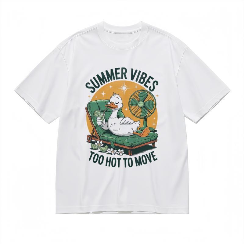 

Women s Fashion Comfy Classic T-Shirt Relaxing Duck with Drink Design Tee S