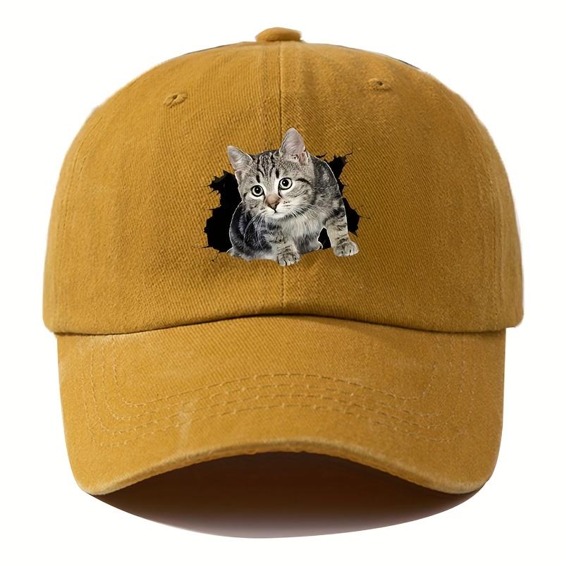 Cute and silly cat printed baseball cap for men and women, versatile for casual wear, daily outdoor hiking, duckbill cap