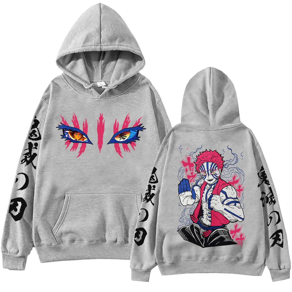 Anime Demon Slayer Infinity Castle Akaza Hoodie Men Women Harajuku Pullover Hoodie Y2k Clothes Tops