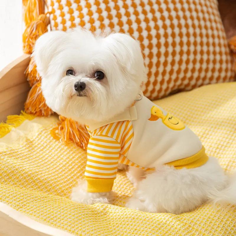 Cute Little Penguin Striped Strap In Autumn and Winter Two Leg Dog Hoodie Cat Thin Velvet Pet Teddy Clothes Dog Hoodie