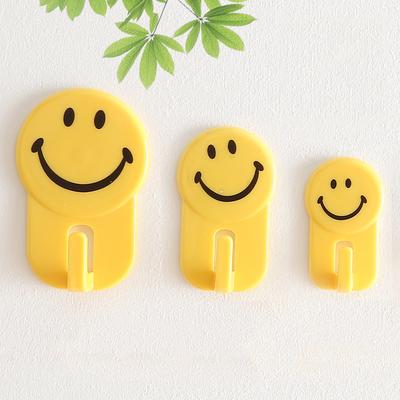 Huishoudhaak Cartoon Smiley Gezicht Plakhaak Hanghaak Achter Deur Hangende Jashaak Keuken Badkamer Muur Kleine Haak 3 Sets