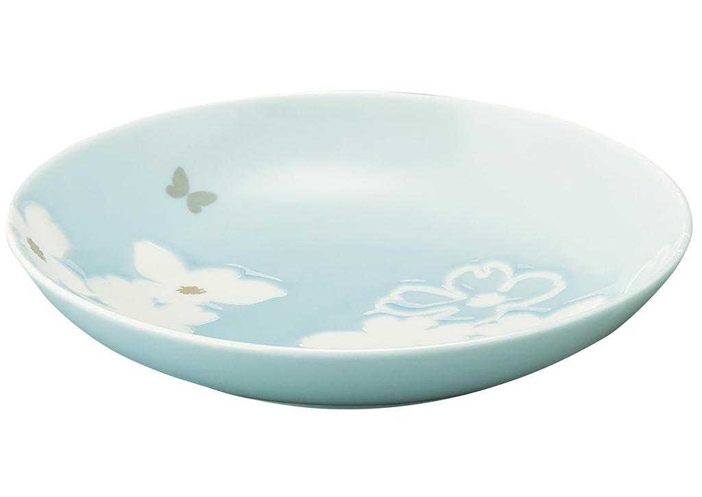 Hanae Mori Floral Print Set of 4 Curry Pasta and Deep 21cm Diameter x 4cm Dishwasher and Microwave Made in "Fleur" Plates, Plates, Plates, Approx.