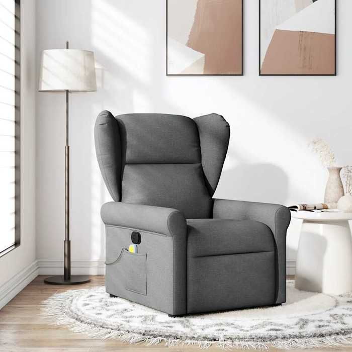 VidaXL Fauteuil de massage inclinable Gris foncé Tissu, fauteuil de massage, fauteuil, fauteuil canapé, fauteuil de bureau 4015667