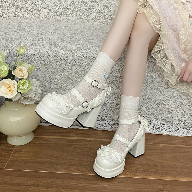 Fashion New Spring and Autumn 2025 Fashionable High-heeled Shoes for Women with Thick Heels and Bows, Versatile Mary Jane Single Shoes