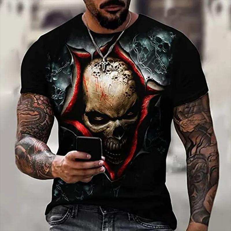 Summer Horror Skull T-shirts 3D Printed Men's Women Casual Short Sleeve Round Neck T Shirt Oversized Tees Tops Man Clothing