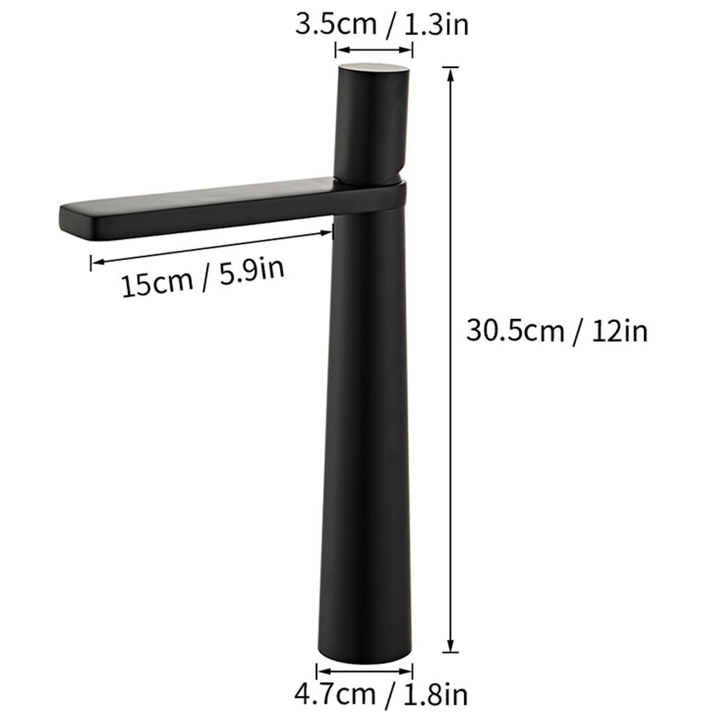 Matte Black Single Handle Hot and Cold Deck Mounted Tall Brass Sink Mixer Round Bathroom Modern Wash Basin Faucet Tap