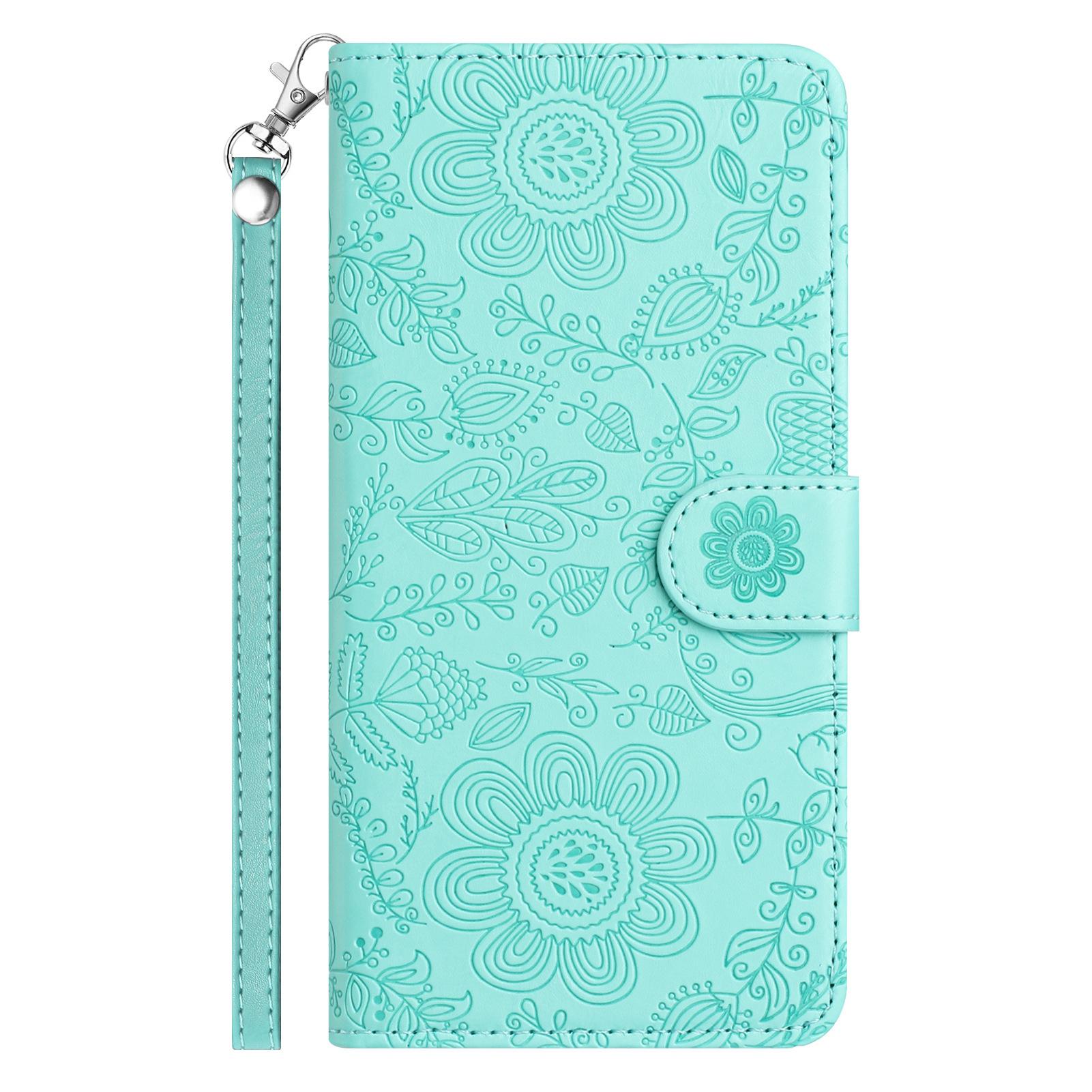 

Embossed Flower Flip Wallet Case for iPhone 17 Pro & Samsung S26U - Colorful Floral Leather Cover A05S/M14 4G зелёный