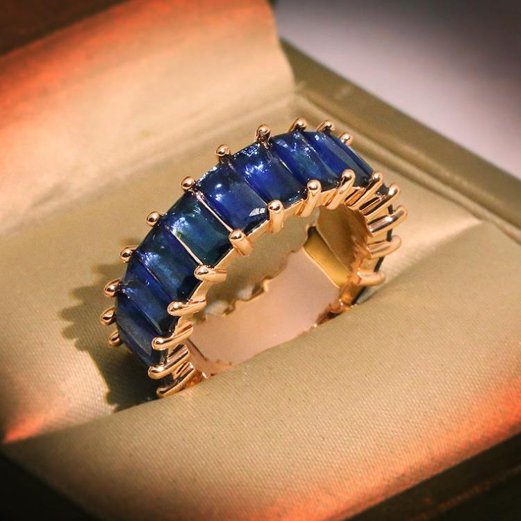 Yiwu Jewelry Aaa Square Zircon Color Plated, Real Gold Ring