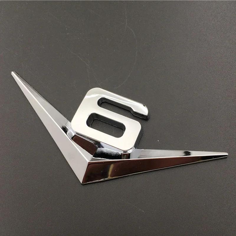 1Pc 3D Metal Chrome Black V6 V8 Letters Rear Trunk Fender Badge Emblem Sticker Decals Car Accessories