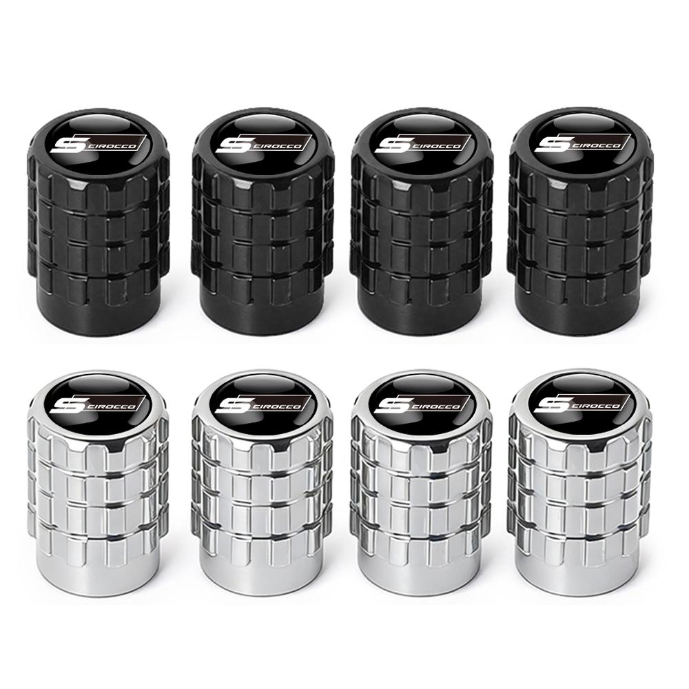 4PC Aluminium Car Tire Valve Stems Cap Gear-Shaped-Valve For Volkswagen TSI TDI R32 MK4 GTI Golf Polo Tiguan Passat Jetta Touran