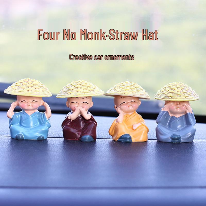 Creative Four Monks Car Ornaments: Auspicious Fruit Incense Holder for Car Interior Decorations