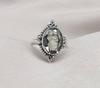Green Amethyst 925 Sterling Silver Ring: Faceted Oval, Boho Statement Ring