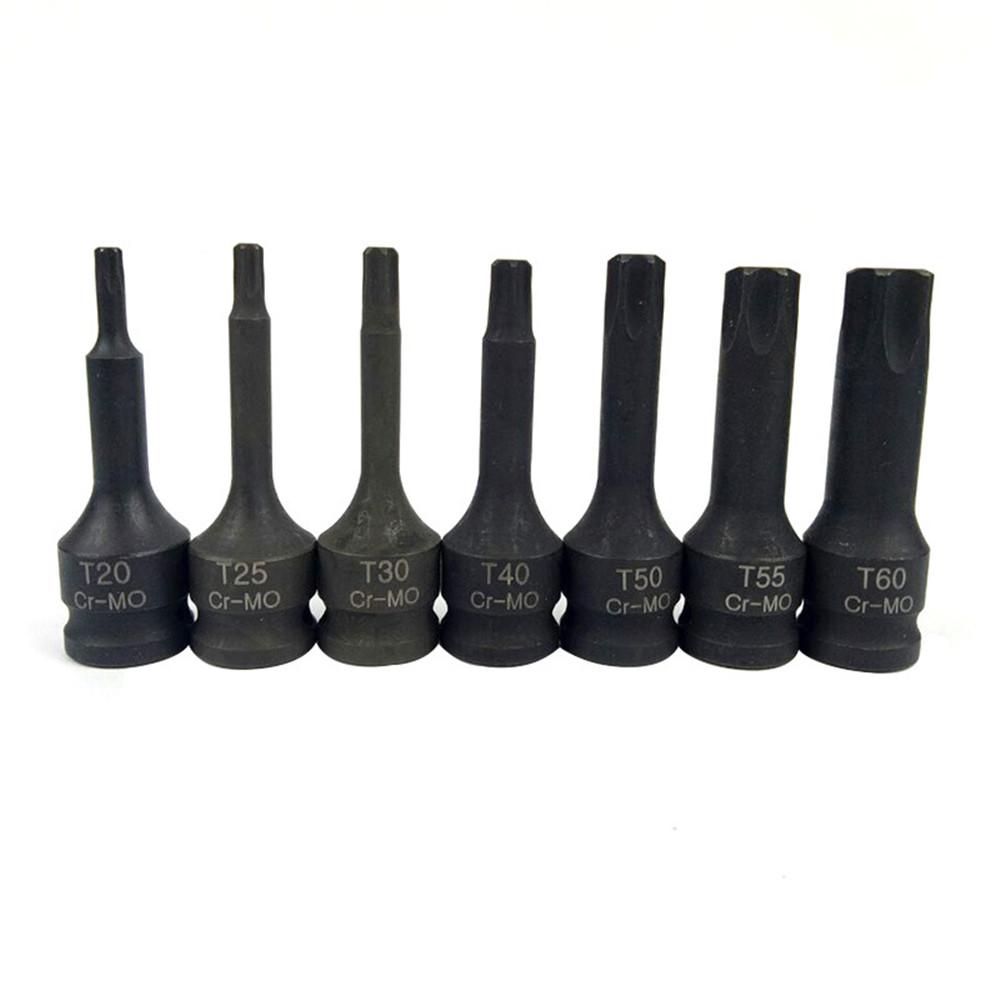 7 Pcs T-shape Hex Spline Ratchet Screwdriver Bit Socket Set Tools Impact Socket Bits Driver