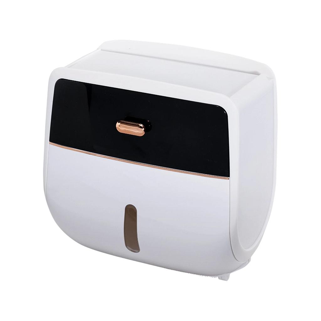 Double Layer Toilet Paper Holder Wall Mounted Tissue Dispenser Bathroom Waterproof Paper Towel Box No Drilling Required Toilet Roll Storage