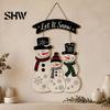 Christmas Tree Hanging Decorations Wooden Sign, Rustic Holiday Wall Decor with Santa Claus Door Hanger Reindeer And Snowman Patterns for Home & Window