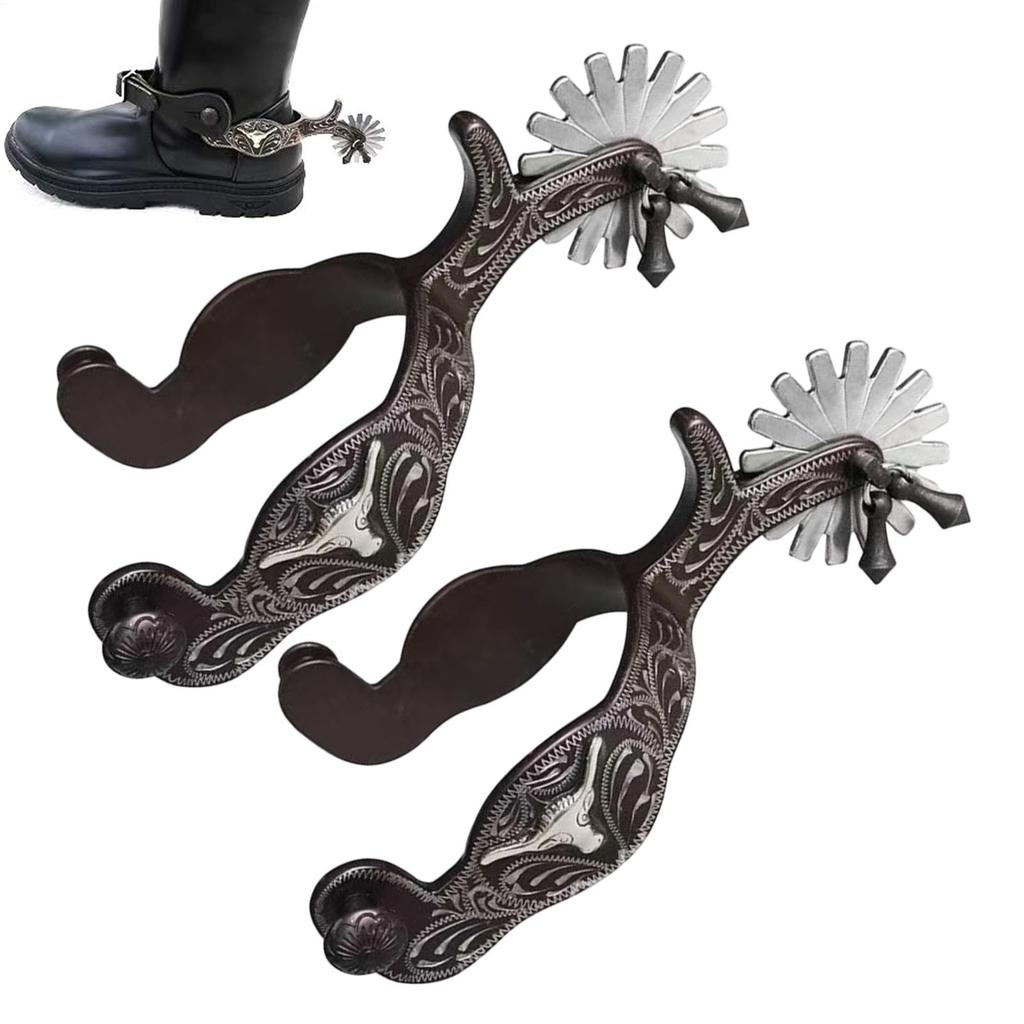 1 Pair Western Horse Spurs Equestrian Classic Western-style Horse Riding Boot Spurs with Wheel for Equestrian Training Riders