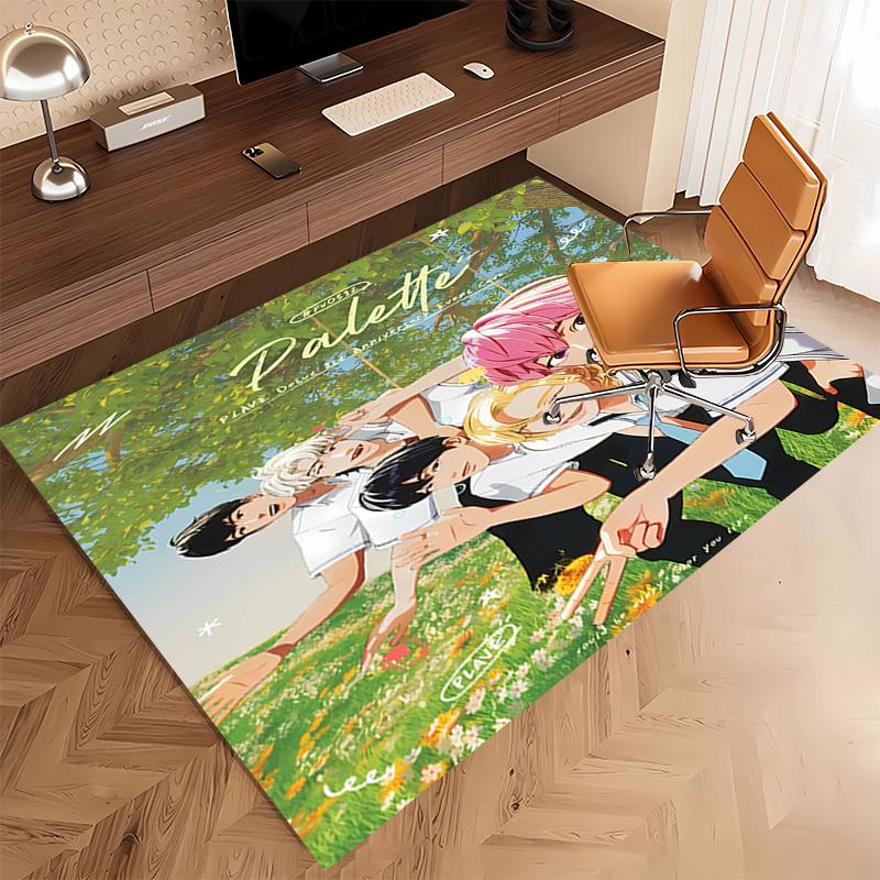 1pc Kpopo Plave Print Area Rug - Soft, Washable Non-Slip Indoor Mat, Living Room, Home Office Decorative Rug,Office Decorative