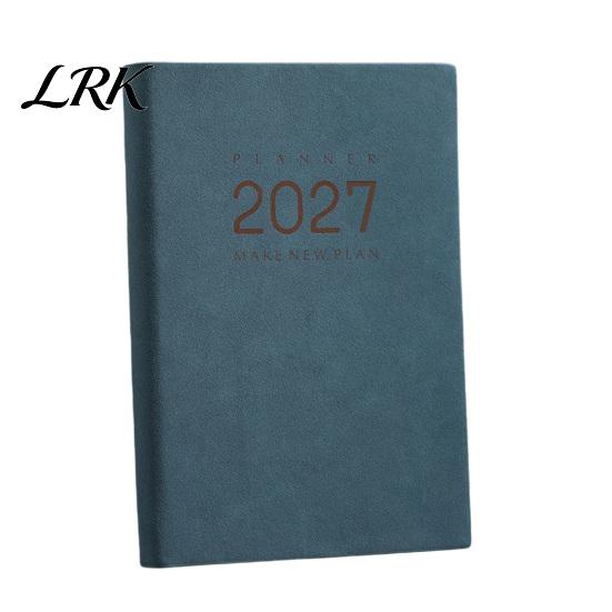 Flat Lay Writing Notebook 2027 Daily Monthly Planner Agenda, Vintage Sheepskin Texture Cover, Full Year Schedule Organizer Thick Paper Book