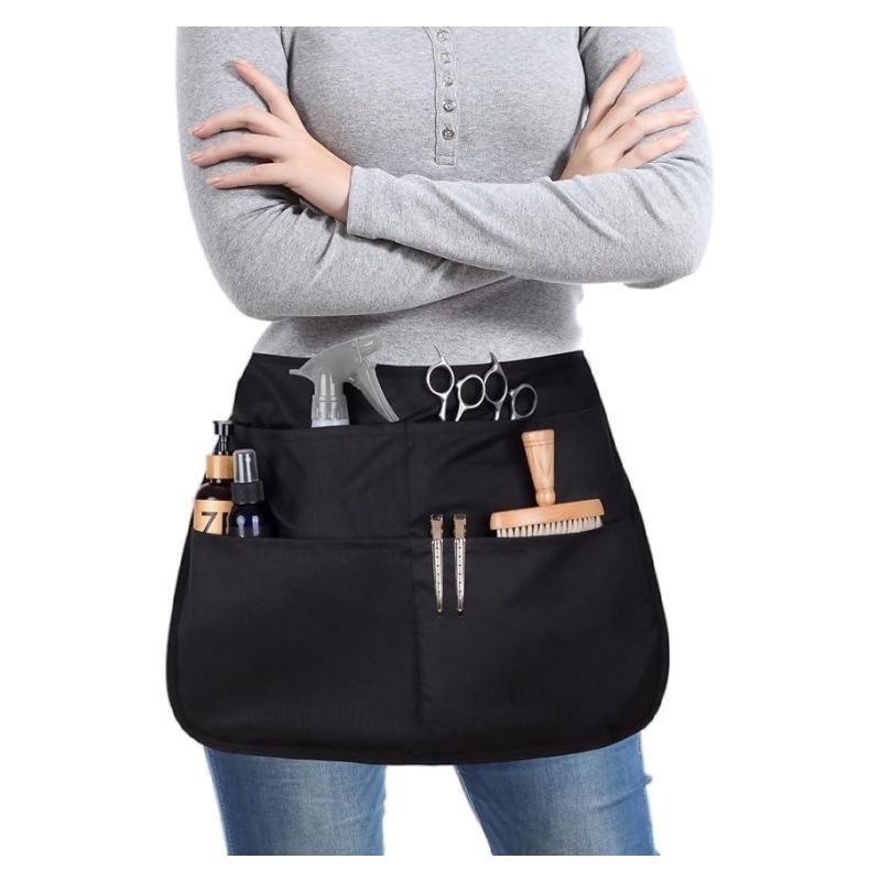 5-Pocket Hairdresser Waist Apron Scissors Tool Storage Bag Anti-Fouling Cleaning Pouch For Barber Hotel Barista Work Wear
