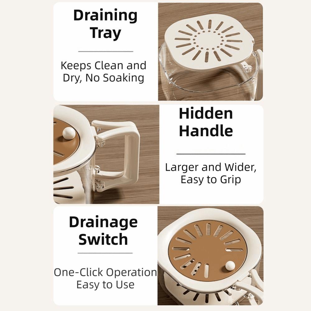 Splash-proof Vegetable Drain Basket Foldable Handle Fruit Drainer Container  Kitchen Organizer