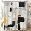 Abstract Modern Bathroom Shower Curtain Set Decorative Black White Grey Yellow Printed Waterproof Fabric Bath Mat