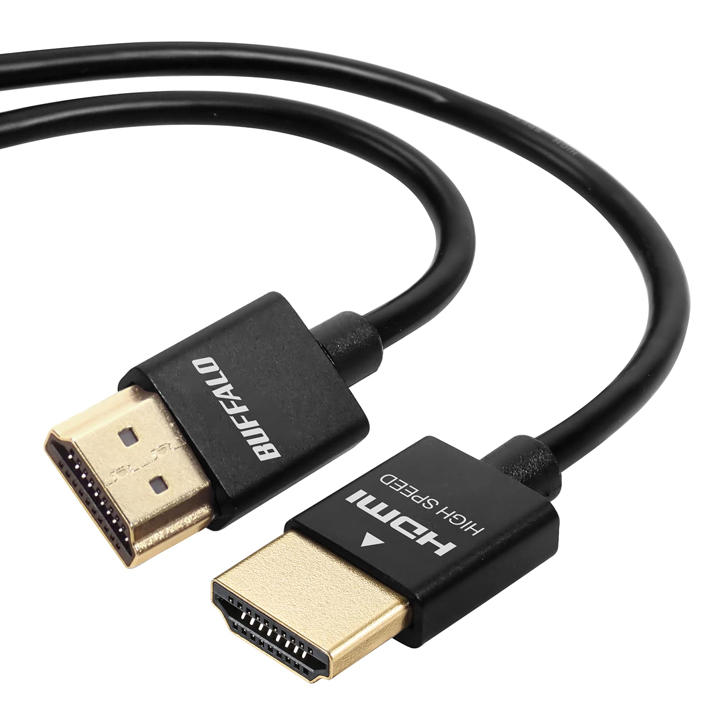 

Кабель Buffalo HDMI Slim Cable 1 м, совместимый с ARC, совместимый с 4K x 2K, SPEED с сертифицированным Ethernet [высококачественный продукт] BSHD3S10BK/N
