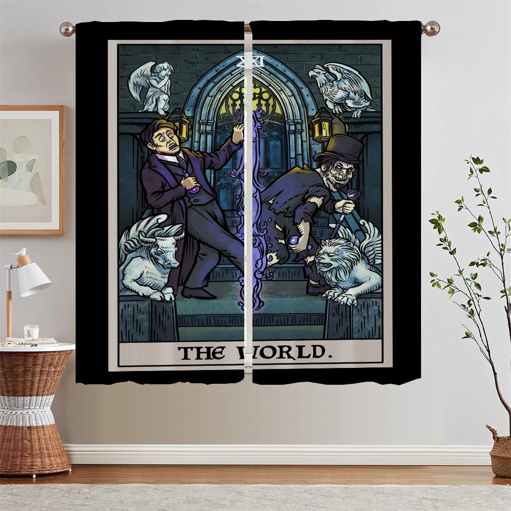Terror Tarot Modern Living Room Curtains for Camera Tulle in Kitchen Curtains 2 Pieces Window Home and Decoration Curtain Rods