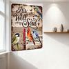 Vintage 'It Is Well With My Soul' Metal Tin Sign, Rustic Birds Cardinal Blue Jay Chickadee Decor, Religious Hymn-Inspired Wall A